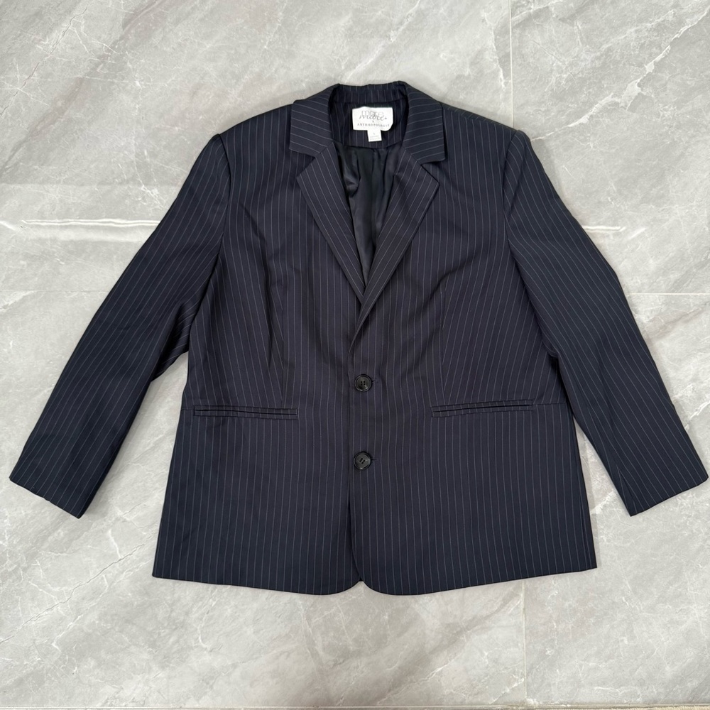 Women’s Mare Mare Anthropologie Pinstripe Oversized Blazer Button Up Size Small - Picture 6 of 16